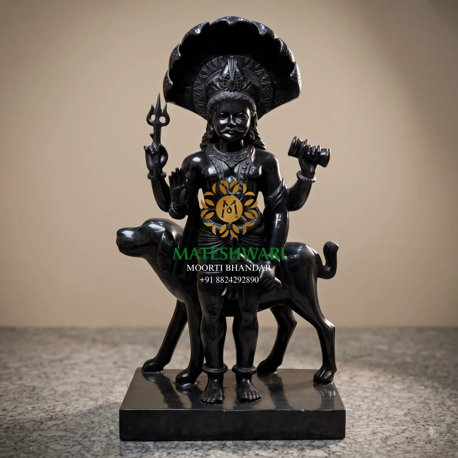 Kaal Bhairav Black Marble Murti