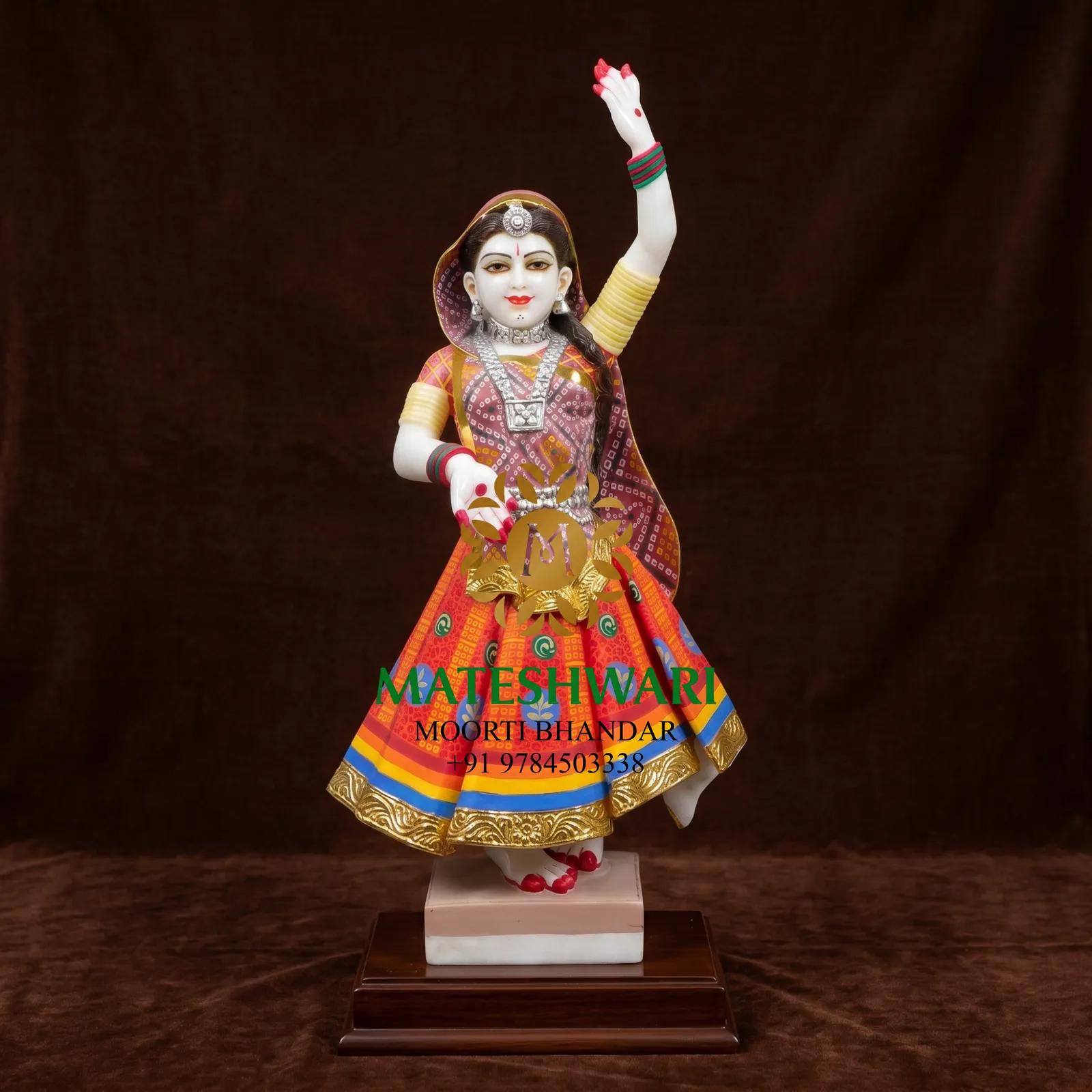 Traditional Rajasthani Female Dancer Marble Murti